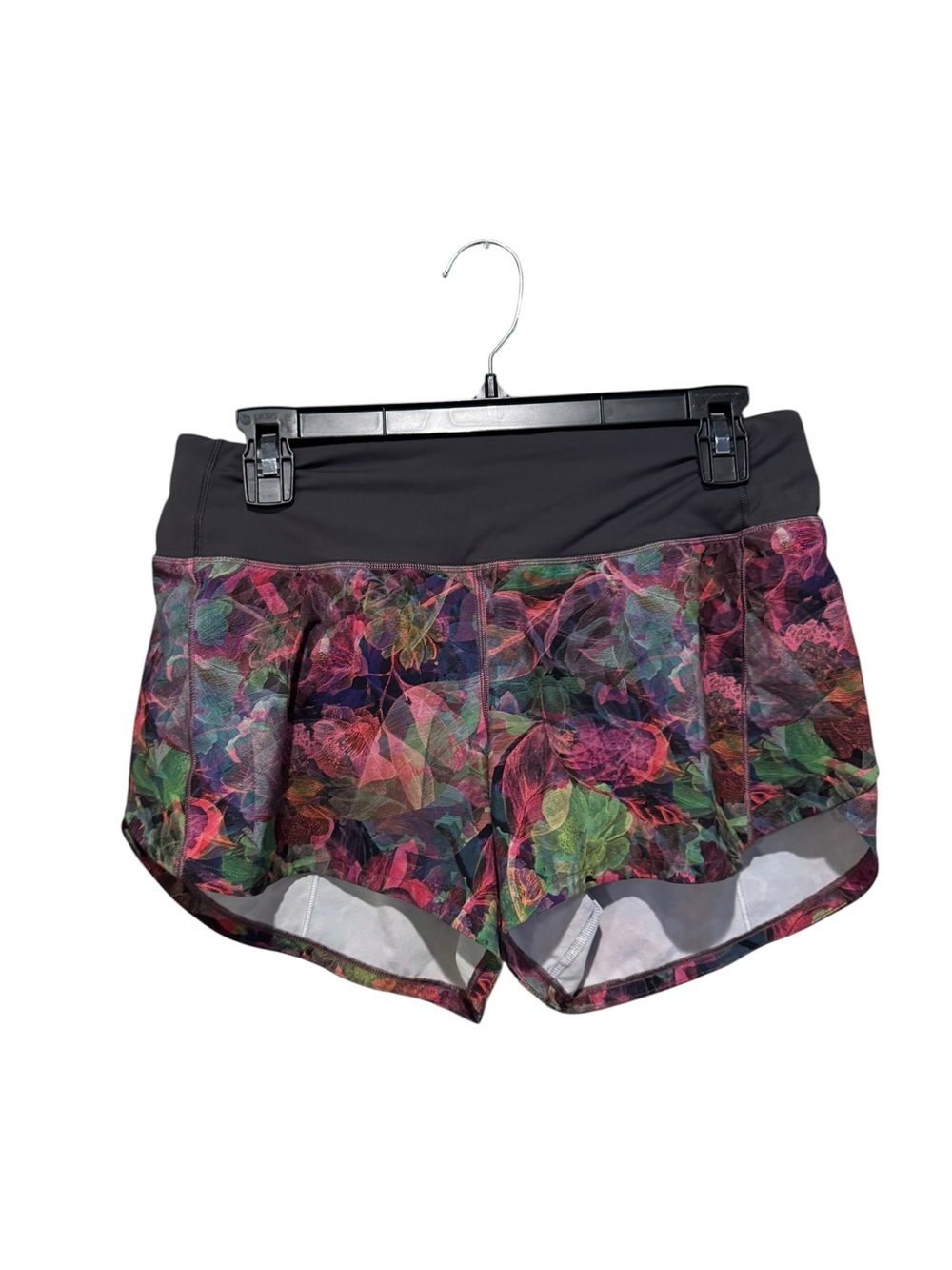 Lululemon Women’s Floral Multicolor Running Shorts with Black Waistband